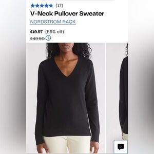 NORDSTROM RACK V Neck Black Sweater L